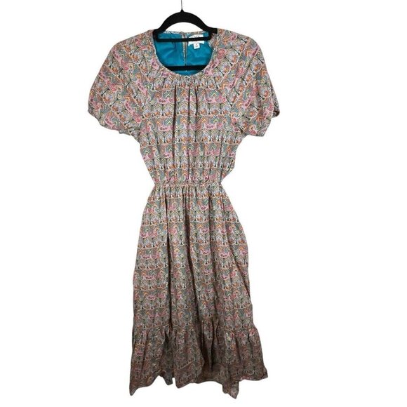 J. Crew Side Cutout Organic Cotton Dress in Liberty Giorgia Duke‎ Fabric Size 6 - Picture 2 of 16